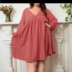 Floral Lantern Sleeve Smock Dress size 24/26 NWT